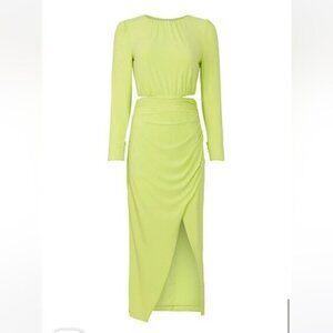 SELF-PORTRAIT Cutout Jersey Midi Green Dress Long Sleeve Size US 10 Evening